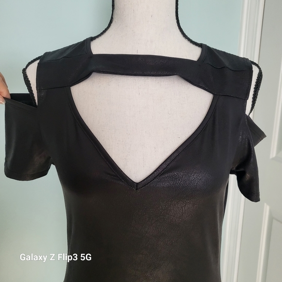 Blvd Collection Womens Dress Black Bodycon Cold Shoulder Large - Picture 3 of 14